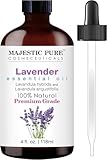 Majestic Pure Ätherisches Öl mit Glaspipette – 100% rein und natürlich – Ätherische Öle für Diffusor, Aromatherapie, Seifen- und Kerzenherstellung, Lavendelöl, 118 ml