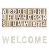 Giantree 130 Stück Holzbuchstaben Set, 3 cm Großbuchstaben A-Z Holzbuchstaben zum Basteln Wooden Alphabet Natürliches Holz für Kunsthandwerk Hochzeit Home Decoration (Holzfarbe)