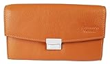 LEONARDO VERRELLI Kellner-Geldbörse aus Rindsleder Cognac, Portemonnaie für Damen & Herren, Querformat 10,5 x 17 x 4,5 cm, Steckverschluss, 5 Scheinfächer & Münzfach, Kellnerbörse Gastronomie