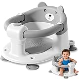 Vautvis Baby Badewannensitz, Badewannensitz Ab 6 Monate, Badesitz Baby Badewanne Sitz, 360° Rundumschutz, Duschsitz Kleinkind Rutschfester Badesessel Für Neugeborene (Grey)