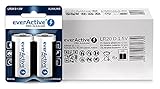 everActive D Batterien 12er Pack, Pro Alkaline, Mono LR20 R20 1.5V, höchster Leistung, 10 Jahre Haltbarkeit, 12 Stück – 6 Blisterkarten