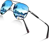 DADA-PRO Sonnenbrille Herren Polarisiert Pilotenbrille Damen Metallrahmen Retro Fliegerbrille UV400 Schutz Polarized Sunglasses Men Women (Blau)