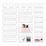 Schubladen-Organizer, transparente Trennbehälter, 23 x 15 x 5 cm, 25-teiliges PVC-Aufbewahrungsbox-Set, verschiedene Größen für Küche, Bad, Speisekammer-Organisation, transparent