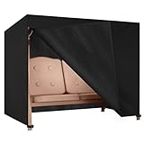 Dokon Hollywoodschaukel Abdeckung 3 Sitzer Wasserdicht Winterfest Winddicht UV-Beständiges Robustes Oxford-Gewebe Schutzhülle für Gartenschaukel, Schaukelbank (215x125x170cm) - Schwarz