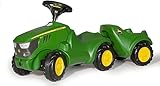 Rolly Toys Babyrutscher Minitrac John Deere 6150R mit Anhänger rollyMinitrac Trailer (Hänger kippbar, Ablagefach unter Motorhaube, Lenkrad mit Hupe, für Kinder ab 1,5 Jahren)