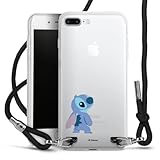Carry Case kompatibel mit Apple iPhone 7 Plus Hülle mit Band Handykette zum Umhängen schwarz Lilo & Stitch Fanartikel Disney