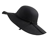 Urban GoCo Wide Brim Wollfilz Bowler Schlapphut (Schwarz)