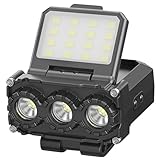 Kexpery LED-Mini-Clip-Licht, 7 Modi, Typ-C, USB, wiederaufladbar, Clip-on-Licht, Scheinwerfer, wasserdicht, tragbar, Jagdlicht, 700 Lumen, 1100 mAh Akku for Camping, Angeln, Laterne (schwar