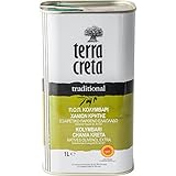 Terra Creta „traditional“ - Extra natives Olivenöl PDO (g.U. Kolymvari/Kreta) aus Koroneiki-Oliven, tradit. per Hand geerntet und mehrfach ausgezeichnet. (1 x 1 Liter Kanister)