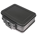 HMF 250437 Feuerfeste Wasserdichte Dokumentenbox mit Zahlenschloss | DIN A4 | 44,5 x 16,5 x 33 cm | Schwarz