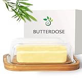 Theo&Cleo Butterdose aus Glas und Bambus, Umweltfreundlicher und nachhaltiger Bambus, Hochwertiger Glasdeckel, Butter Box, 250 g Butter