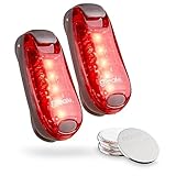 ABSINA 2er Pack LED Blinklicht Sicherheitslicht - Clip Licht mit Klettband als Schulranzen Beleuchtung, Kinderwagen, Jackenlampe, Lampe Joggen, Hundelicht, Blink Lichter Kinder