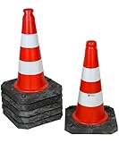 6er-Pack Premium Qualitäts Pylonen 500mm - langlebige 2,5kg schwere Verkehrshütchen standsicher - reflektierende Folienstreifen