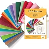 Paper24 25 Klappkarten bunt blanko Karten Faltkarten A6 in 25 Farben als Kartenset bunt, ideal zum Basteln, zu Weihnachten oder als Geschenkidee passend für C6 Umschläge