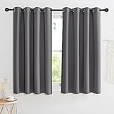 KGORGE Verdunklungsvorhänge Kurz Fenster Vorhänge Grau Blickdicht 145 x 140 cm(HxB) Thermovorhang mit Ösen Gardinen 2er Set Blackout Curtains for Bedroom