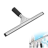 Fensterabzieher Profi 30cm, Fensterwischer Edelstahl mit Gummilippe, Schabzieher für Dusche Badezimmer Spiegel Duschabzieher Fensterreinigung Fensterreiniger, Schwarz