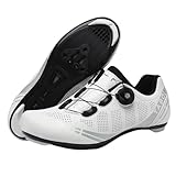 Hixingo Fahrradschuhe Herren Damen MTB Radsportschuhe Rennradschuh, Mountainbike Schuhe Sneaker Atmungsaktive Outdoor-Radschuhe Fahrrad Schuhe, SPD/SPD-SL Kompatibles, Weiß, 42 EU