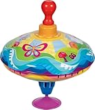 goki 53772 – Brummkreisel Sonnenwirbel – klassisches Schwungspielzeug aus Metall, Holz und Kunststoffi im farbenfrohes hippen Design, Durchmesser 18,5 cm
