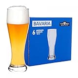 Van Well 6er Set Bavaria Weizenbiergläser klar | Bierglas geeicht bei 0.5L | Weizenglas | Weißbier-Glas | Gastro | Hotel-Restaurant & Bar