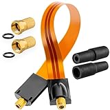 HB Digital SAT Fensterdurchführung für Sat Kabel Gold, antennenkabel satellitenkabel koax + 2X F-Stecker 8,2mm + 2X Gummitüllen für Fenster und Türen Ultra Flach …