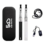 5GVAPE eGo T 1100mAh wiederaufladbare Batterie Elektronische Zigarette 2-Pakete eGo CE4 Zerstäuber Nachfüllbare Shisha Starter Kit,Keine E-Flüssigkeit Kein Nikotin (schwarz weiß)