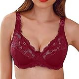 Damen Push Up BH bügelloser Vollschalen-BH Bequem Ohne Bügel Bustier mit Blumen Spitze Schalen Bralette für den Alltag Unterwäsche Sets