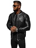 OZONEE Herren Lederjacke Kunstlederjacke Kunstleder Farbvarianten Jacke Bikerjacke Übergangsjacke Herrenjacke Leder Echtlederjacke Echtleder Wildleder Biker 777/8873K SCHWARZ XXL