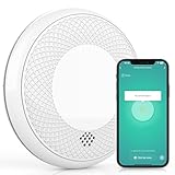 RUNIDUR Rauch und CO Melder Kombiniert WLAN, Smart Kombination Rauchmelder und Kohlenmonoxid Melder, Akkurater Sensor mit 10 Jahre Batterie,Testknopf und Lauter 85 dB Alarm, 1 Stück