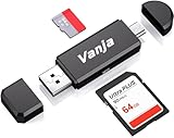 Vanja SD Kartenleser, USB Card Reader Micro SD Adapter, Kartenlesegerät für SD/SDXC/SDHC/TF/UHS-I Karten, Speicherkartenleser Lesegerät Kompatibel mit Laptop und Handy