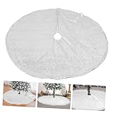 WESIEVYA Weihnachtsbaumdecke Baumschürze 122cm Silber Pailletten Polyester Baumboden Unterlage Weihnachtsdeko Baumrock mit Festlichem Motiv