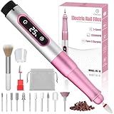 Oukzon Nagelfräser Kabellos, 13 in 1 Elektrische Nagelfeile Fräser für Gelnägel, Nagelfräser für Gelnägel 25000 U/Min, USB Wiederaufladbare Maniküre Set Elektrisch, 5 Gear Electric Nail Drill