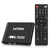 MYPIN 4K Medienspieler mit 2 in 1 Ausgang HDMI Umschaltfunktion, 2 Anschluss HDMI Umschalter, Automatische Umschaltung mit Fernbedienung unterstützt Bild/Musik/Video Looping/Automatische Wiedergabe