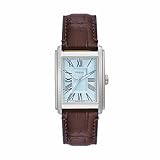 Fossil Carraway Herren-Armbanduhr mit drei Zeigern, Krokodilleder-Optik, Braun, Braun