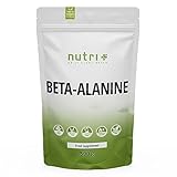 Nutri + Beta Alanin Pulver 500 g - vegan rein hochdosiert und ohne Zusätze - Pre Workout Booster - ß Alanine Powder - ideal als Trainingsbooster