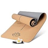 Wellax Yogamatte Kork - 100% natürliche Yogamatte rutschfest [185x66x0,6 cm] - Besonders dick & schadstofffrei - Sportmatte inkl. praktischem Tragegurt