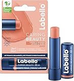 Labello Caring Beauty Nude Lippenpflegestift mit Farbe und Sonnenschutz, farbige Lippenpflege mit LSF 30, Vitamin E und Bio-Mandelöl, Lippenbalsam für Lippen und Wangen (4,8 g)