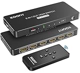 HDMI Switch Automatisch, 4K HDMI Splitter 5 in 1 Out HDMI Umschalter mit Fernbedienung, HDMI Verteiler 5 Port HDMI Selector Box Unterstützt 4K 3D HDR für TV Stick HDTV Xbox Series PS5