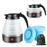 Reisewasserkocher Klein, Tragbarer Faltbarer Wasserkocher,Elektrischer Mini Wasserkocher für die Reise - 0.6L Kleine Camping Wasserkocher, ideal für Heißgetränke wie Kaffee und Tee