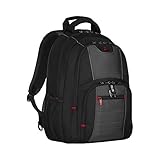 WENGER Pillar Laptop-Rucksack mit Tabletfach, Notebook bis 16 Zoll, Tablet bis 10 Zoll, Organizer, 25 l, Damen Herren, Büro Business-Reisen Uni, Schwarz/Grau, 600633