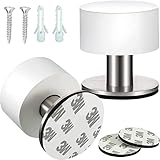 Weploda 2 Stück Türstopper Wand, Türstopper, Türstopper Boden, Edelstahl Stahl Türstopper Wand, 1,57 x 1,65 Zoll, Doppeltürstopper Mit Schalldämpfer (Weiß)