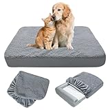 Bezüge Für Hundebetten, Ersatzbezug Hundematratze, Ersatz Hundebett Weicher Plüsch Bezug, 91*68CM Hundebett Wechselbezug, Ersatz Hundebettbezug Aus Frottee Wildleder Für Hundekiste, Pad, Matte(Grau)