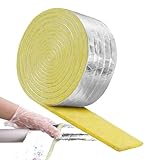 HVAC-Rohrisolierung – selbstklebende Glaswolle-Isolierfolie, 32,8 Fuß Wärmedämmband, flammhemmende Schutzschicht, flexibler Hitzeschild | Isoliermaterial für HVAC AC-Rohr-Warmwasser