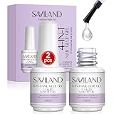 Saviland Nagelkleber Gel Set: 4-in-1 Nail Glue Gel, Klebegel zum Aufkleben und für Künstliche Nägel, Gel-Basis zum Stärken der Nägel, Gleitlösung für Poly Gel, Nagellampe Erforderlich