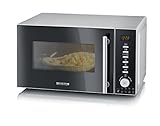 SEVERIN 3-in-1 Mikrowelle mit Grill und Heißluftfunktion, Minibackofen mit 10 Leistungsstufen, multifunktionale Mikrowelle mit Drehteller und Grillrost, schwarz, MW 7773