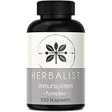 Herbalist Immunsystem Komplex – Unterstützung der Abwehrkräfte, 100 vegane Kapseln mit Zink, Vitamin C, Echinacea, Kurkuma & Astragalus, laborgeprüft, ohne Zusätze