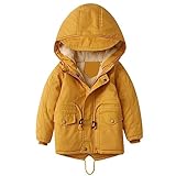 linboo Kinder Winterjacke Jungen Mädchen Warm Gefütterte Blouson Hoodie Dicke Mantel Parka Baby Wintermäntel, Gelb, 110(Etikettengröße: 110)