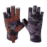 Xasbseulk Fingerlose Angelhandschuhe, Outdoor-Sport, Jagd, Angeln, Sonnenschutz, fingerlose Angelhandschuhe, UV-Schutz, fingerloser Kajakhandschuh zum Rudern, Kajakfahren, Paddeln, Wandern