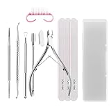 9 Stück Nagelfeilen Set, Professionelle Nagelfeile mit Nagelhautschieber Edelstahl, Nagelfeilen für Gelnägel, Nagelfeile 100/180 Buffer für Nägel, Perfekt für Zuhause und Salon