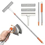 JEHONN Fensterputzer mit 120 cm Teleskopstange, Fensterreiniger Set Professioneller Fensterwischer mit Squeegee und Mikrofasertuch