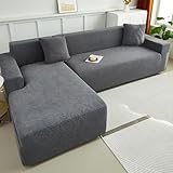 WULTNICEW Sofa Überzug Sofaschoner Sofabezug 2 Sitzer, Sofa Bezug Stretch Sofa Cover Überwurf Universal Couch überzug, Ecksofa für L Form Erfordert Zwei Couchbezug(2SITZER, Dunkelgrau)